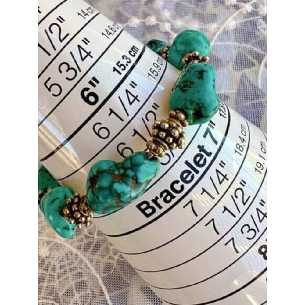 Vintage Turquoise & Sterling Nugget Bracelet Y2K Era - Picture 8 of 9